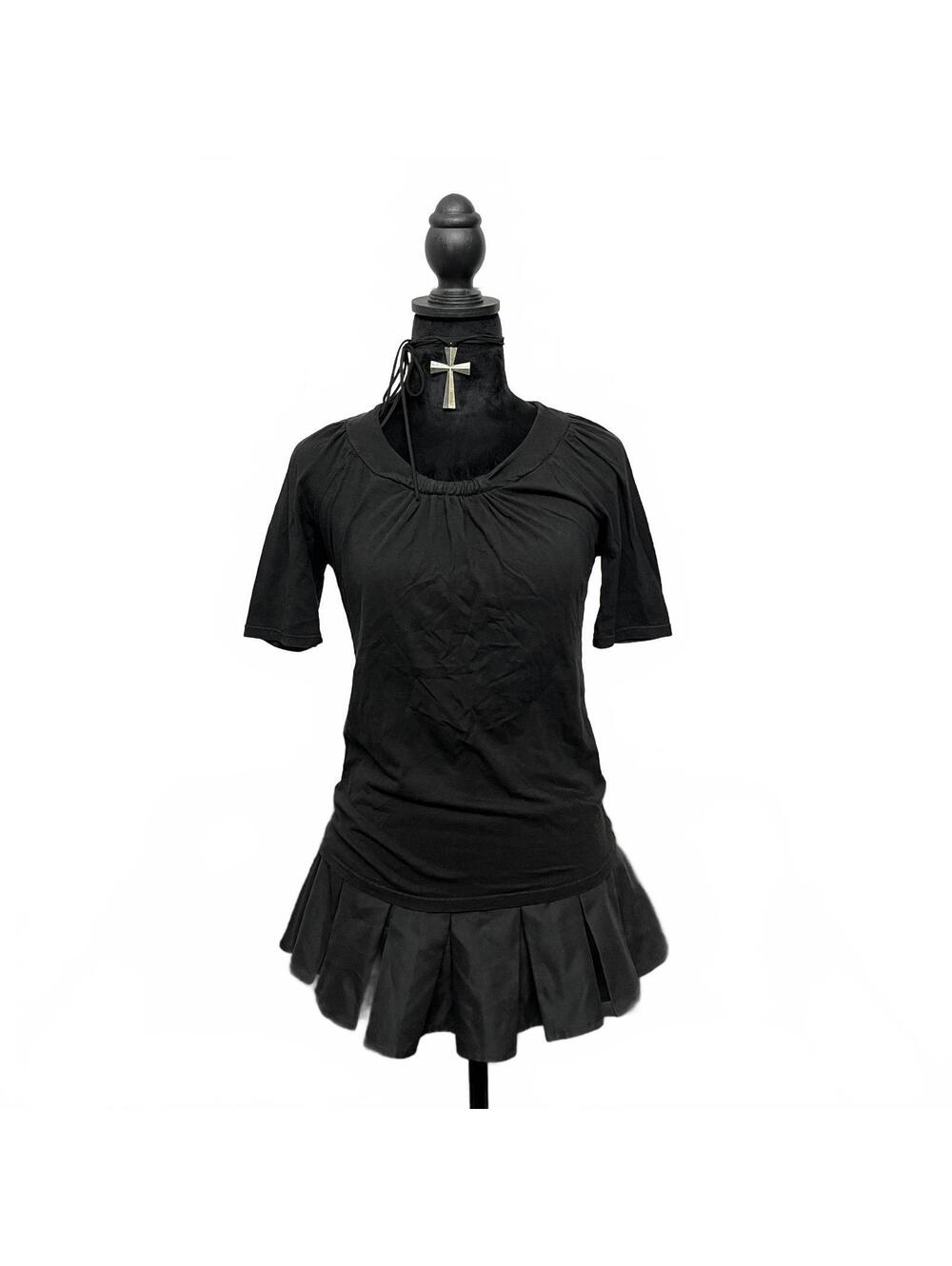 Jacob Sz S Black 3/4 Sleeve T Shirt Ruched Neckline Cotton Modal Blend Casual